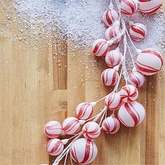 Frosted Peppermint Swirl Ball Garland
