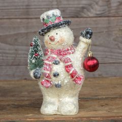 Frosty Snowman With Tree Figurine
