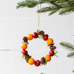 Fruit And Pine Cone Wreath Ornament