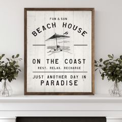 Fun And Sun Beach House Whitewash Framed Sign