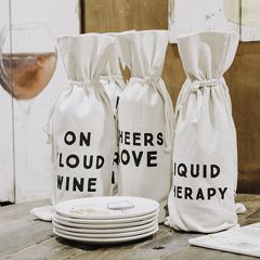 Fun Phrase Cotton Wine Bags Set of 6