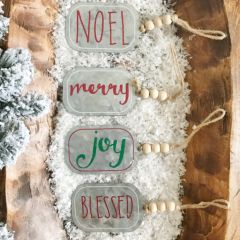 Galvanized Gift Tag Word Ornaments Set of 4