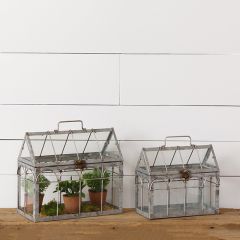 Galvanized Greenhouse Terrarium Set of 2