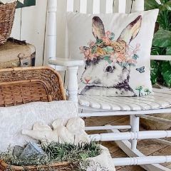 Garden Rabbit Embroidered Accent Pillow