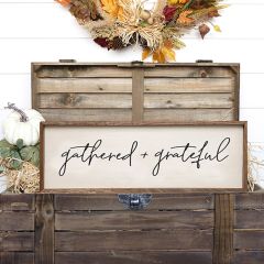 Gathered Plus Grateful White Framed Sign