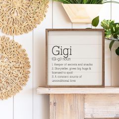 Gigi Definition White Framed Sign
