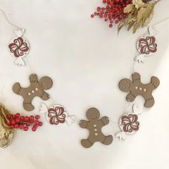 Gingerbread Candy Wood Banner Garland