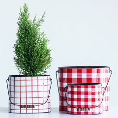 Gingham and Grid Buckets Set of 3
