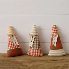 Gingham Check Fabric Candy Corn Set of 3