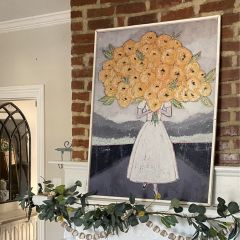 Girl With Flower Bouquet Wall Art