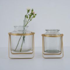 Glass Jar Vase In Stand One of Each