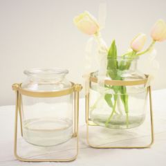 Glass Jar Vase In Stand One of Each