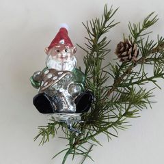 Glass Santa Gnome Ornaments Boxed Set of 3