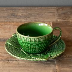 Glazed Teacup With Saucer Set of 2