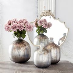 Glazed Glass Bottle Vase Set of 3