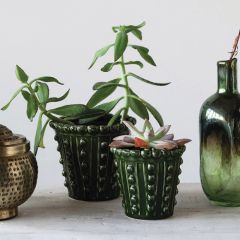 Glazed Hobnail Pattern Planter