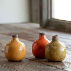 Glazed Stoneware Bud Vase Collection Set of 3