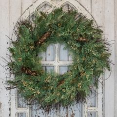 Glittered Pine Cone and Cedar Wreath