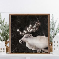 Glowing Reindeer Black Framed Wall Decor