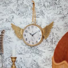 Gold Angel Wing Wall Clock