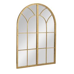 Gold Arched Windowpane Wall Mirror