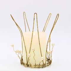Gold Crown With Pearls Candleholder Set of 2