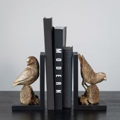 Gold Finished Parrot Bookends