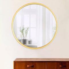 Gold Finished Round Wall Mirror