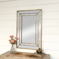 Gold Framed Antiqued Rectangular Wall Mirror