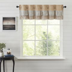 Gold Ticking Stripe Valance With Ruffle