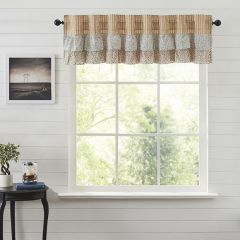 Gold Ticking Stripe Valance With Ruffle 72 inch