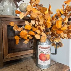 Golden Eucalyptus Spray With Pinecones