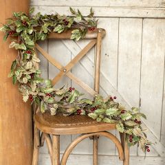 Golden Faux Holly Garland With Berries