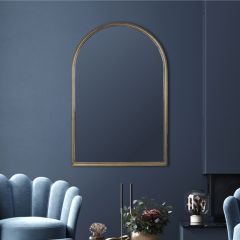 Golden Metal Arch Framed Wall Mirror