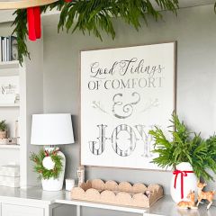 Good Tidings Of Comfort And Joy Greenery White Wall Sign