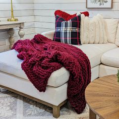 Gorgeous Garnet Chunky Knit Throw Blanket