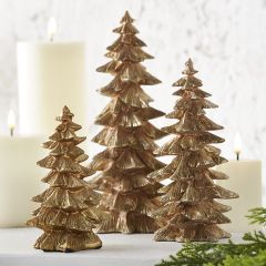 Gorgeous Gold Glittered Trees Set of 3