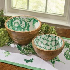 Gorgeous Green Pattern Serving Bowl Set of 2