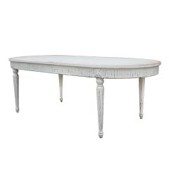 Grand French Distressed White Oval Dining Table