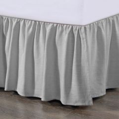 Gray Linen Ruffled Bed Skirt