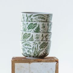 Greenery Print Stoneware Bowl