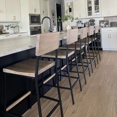 Grey Finish Wood and Metal Counter Stool