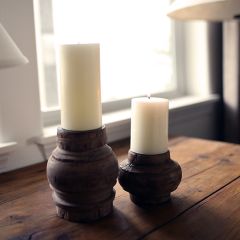 Hand Carved Column Candle Stand
