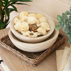 Hand Carved Decorative Wooden Bowls Set of 2