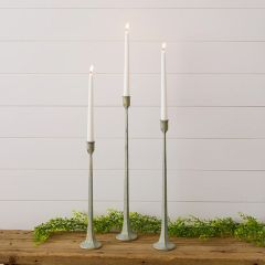 Hand Forged Green Patina Candle Holders Set of 3
