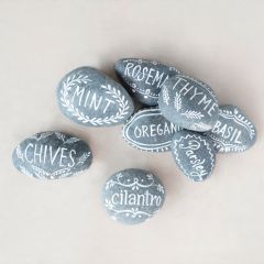 Hand Painted Herb Garden Stone Marker Set of 8