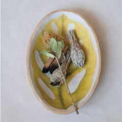 Hand Painted Leaf Mango Wood Bowl