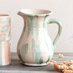 Hand Painted Terra Cotta Pitcher