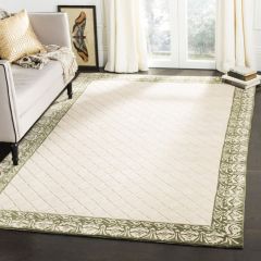Hand Tufted Green/Ivory Patterned Area Rug