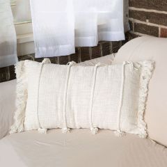 Hand Woven Natural Fringed Lumbar Pillow